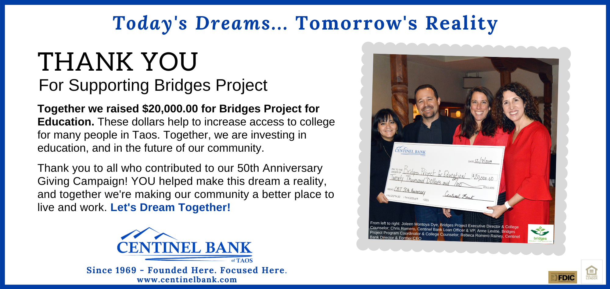 Thank you for supporting Bridges Project